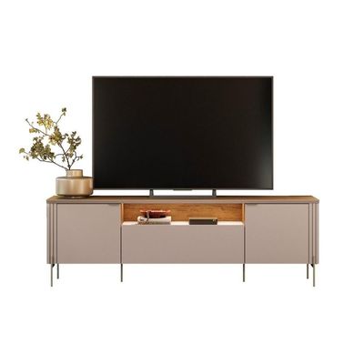 Rack Para Tv Com 2 Portas E 1 Gaveta Grigio Fosco Canela