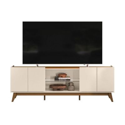 Rack Para Tv Com 4 Portas E Nicho Central Para Sala Off White