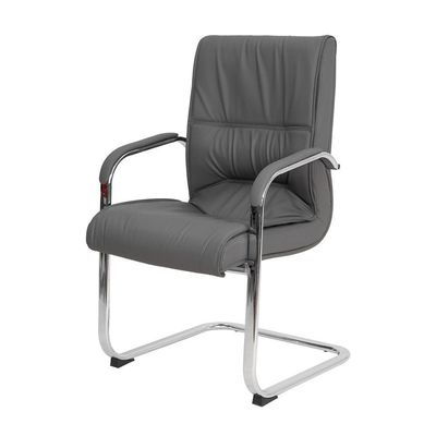 Cadeira Escritório Interlocutor Big Fixa Cinza Base Cromada