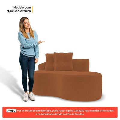 Kit 02 Sofás Orgânicos Living Bob 145cm 02 Lugares Com 02 Almofadas Bouclê Terracota - Desk Design