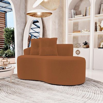 Kit 02 Sofás Orgânicos Living Bob 145cm 02 Lugares Com 02 Almofadas Bouclê Terracota - Desk Design