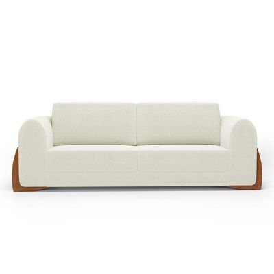 Sofá Living Bloom 180cm 02 Lugares Com Pés De Madeira Bouclê Off White - Desk Design