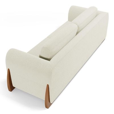 Sofá Living Bloom 180cm 02 Lugares Com Pés De Madeira Bouclê Off White - Desk Design