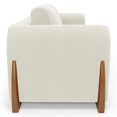 Sofá Living Bloom 180cm 02 Lugares Com Pés De Madeira Bouclê Off White - Desk Design