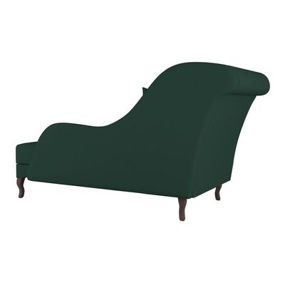 Divã Recamier Chaise Longue Valentina Clássico Com Pés De Madeira Veludo Verde Escuro - Desk Design