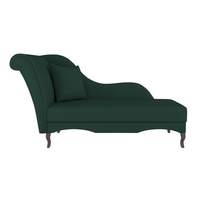 Divã Recamier Chaise Longue Valentina Clássico Com Pés De Madeira Veludo Verde Escuro - Desk Design