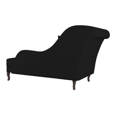 Divã Recamier Chaise Longue Valentina Clássico Com Pés De Madeira Veludo Preto - Desk Design