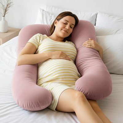 Almofada Travesseiro De Corpo Gestante Relaxante Isa Grande Macia Veludo Rosé - Desk Design