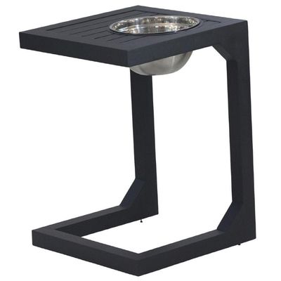 Mesa Lateral Em Alumínio Tampo Balde Ripado Varanda, Jardim Preto