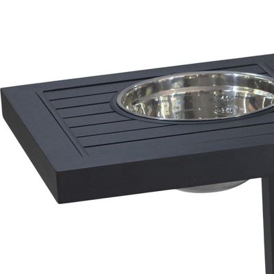 Mesa Lateral Em Alumínio Tampo Balde Ripado Varanda, Jardim Preto