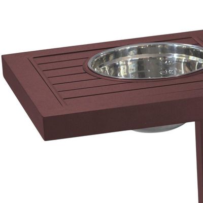 Mesa Lateral Em Alumínio Tampo Balde Ripado Varanda, Jardim Marrom