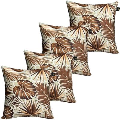 4 Almofadas Cheias Para Sofá Decorativas Impermeáveis Grande Floral Marrom