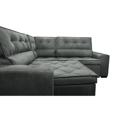 Sofá Canto Retrátil Reclinável Molas Cama Inbox 2,20x2,20