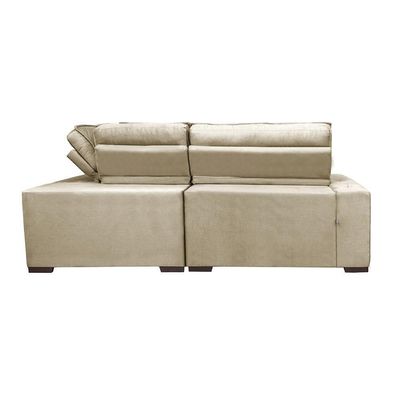 Sofa De Canto Retrátil E Reclinável Com Molas Cama Inbox Austin 2,60m X 2,60m Suede Velusoft Bege