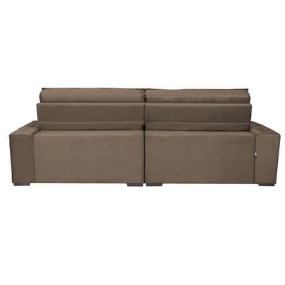 Sofá Austin 3,02m Retrátil, Reclinável Com Molas No Assento E Almofadas, Suede Café Cama Inbox