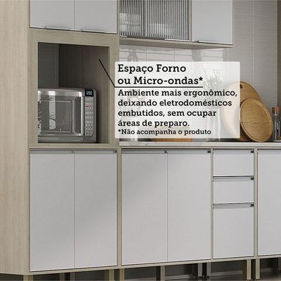 Cozinha Completa 6 Peças Com Tampo, Vidro E Bancada Ilha Art Pátina-cinza Cristal