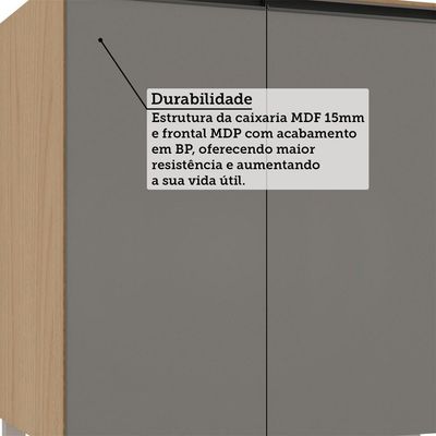 Balcão De Cozinha Sem Tampo 2 Portas 70cm Luciane Essenza Mó Andorra/cinza Puro