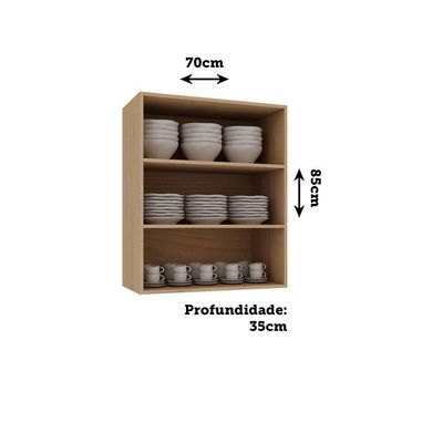Armário Aéreo 70cm 2 Portas Essenza Luciane Móveis Andorra/cinza Puro