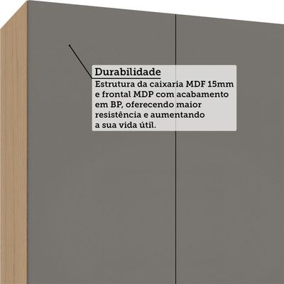 Armário Aéreo 70cm 2 Portas Essenza Luciane Móveis Andorra/cinza Puro