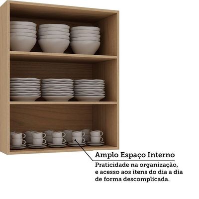 Armário Aéreo 70cm 2 Portas Essenza Luciane Móveis Andorra/cinza Puro