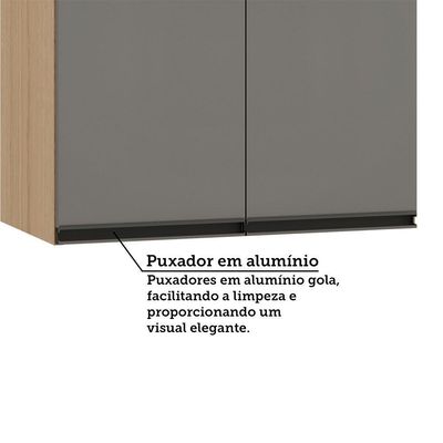 Armário Aéreo 70cm 2 Portas Essenza Luciane Móveis Andorra/cinza Puro