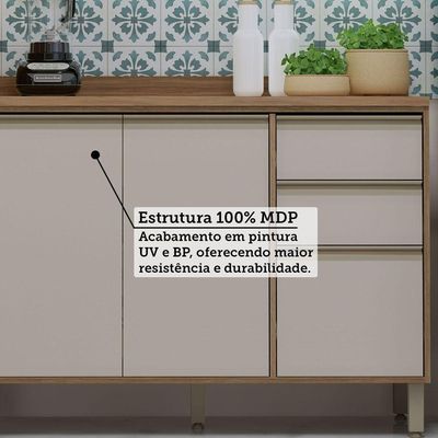 Cozinha Completa 5 Pçs Espaço Micro-ondas E Tampo 270cm Lari Vanilla-connect