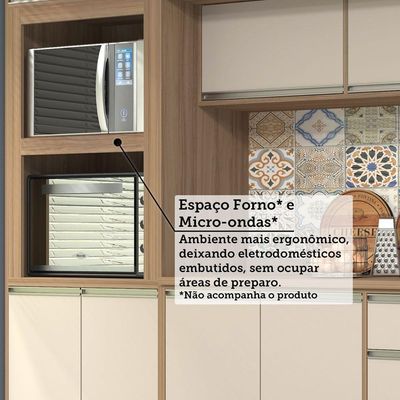 Cozinha Completa 5 Pçs Espaço Micro-ondas E Tampo 270cm Lari Vanilla-connect