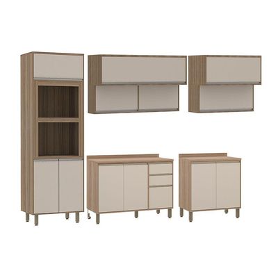 Cozinha Completa 5 Pçs Espaço Micro-ondas E Tampo 270cm Lari Vanilla-connect
