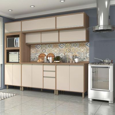 Cozinha Completa 5 Pçs Espaço Micro-ondas E Tampo 270cm Lari Vanilla-connect