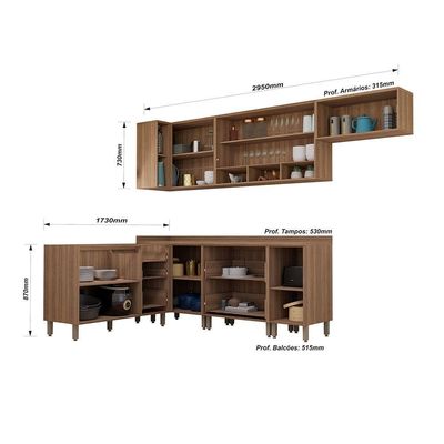 Cozinha Completa 7 Pçs Tampo 468cm Lari Luciane Móveis Vanilla-connect