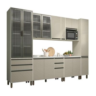 Cozinha Completa 7 Pçs Espaço Micro-ondas E Tampo 310cm Line Pátina Ff-mocca Laca