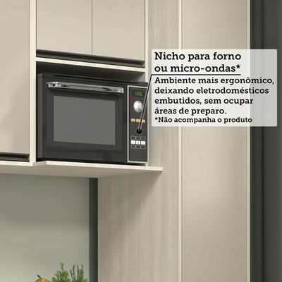 Cozinha Completa 7 Pçs Espaço Micro-ondas E Tampo 310cm Line Pátina Ff-mocca Laca