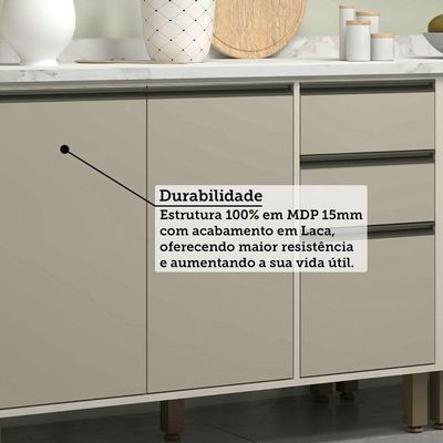 Cozinha Completa 5 Pçs Tampos E Vidro Reflecta 270cm Linea L Pátina Ff-mocca Laca