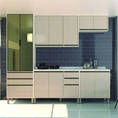 Cozinha Completa 5 Pçs Tampos E Vidro Reflecta 270cm Linea L Pátina Ff-mocca Laca