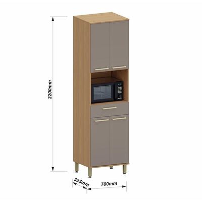 Paneleiro 4 Pts Espaço Forno E Micro-ondas 70cm Duna Luciane Freijó-cinammon