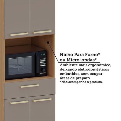 Paneleiro 4 Pts Espaço Forno E Micro-ondas 70cm Duna Luciane Freijó-cinammon