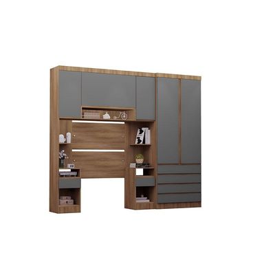 Guarda Roupa Solteiro Modulado 5 Portas E 6 Gavetas Veneza Avelã Pf-cinza Supremo Pf