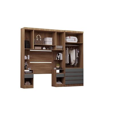 Guarda Roupa Solteiro Modulado 5 Portas E 6 Gavetas Veneza Avelã Pf-cinza Supremo Pf