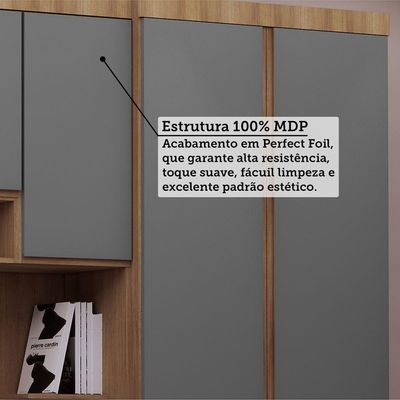 Guarda Roupa Solteiro Modulado 5 Portas E 6 Gavetas Veneza Avelã Pf-cinza Supremo Pf