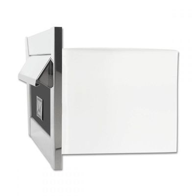 Caixa De Correio Carta F Inox Polido Brilhante Espelhado C Tarja Marrom 17 Cm Profundidade