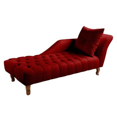 Divã Chesterfield Anna Recamier 160cm Via Veludo Bordô Lado Direito