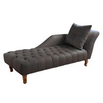 Divã Chesterfield Anna Recamier 160cm Via Veludo Cinza Lado Direito