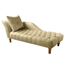 Divã Chesterfield Anna Recamier 160cm Via Veludo Bege Areia Lado Esquerdo