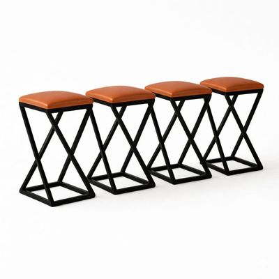 Kit 4 Banqueta Banco Baixa Bancada 50 Cm Cozinha Balcão Corino Caramelo