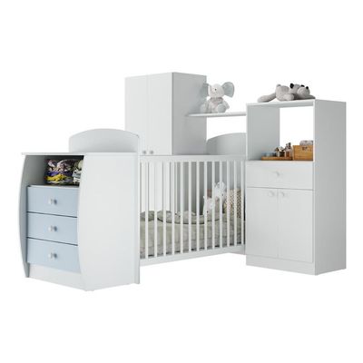 Quarto Infantil Com Berço-cômoda Laura Branco/azul