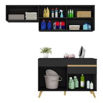 Conjunto Lavanderia Multiuso Armário E Balcão Preto