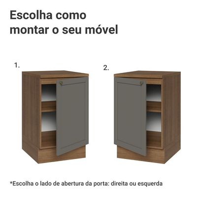 Balcão De Cozinha 50cm 1 Porta Rustic/cinza Vik Madesa Rustic/cinza