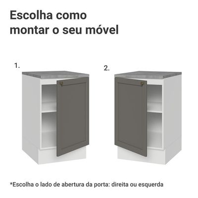 Balcão De Cozinha 50cm 1 Porta Branco/cinza Vik Madesa Branco/cinza