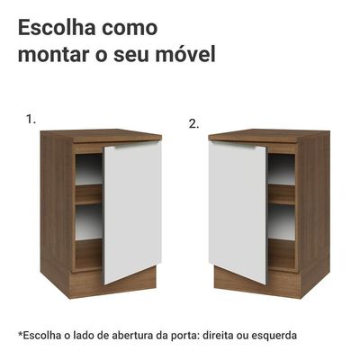 Balcão Cozinha 50x60cm 1 Porta (com Tampo) Rb Lux Madesa Rustic/branco Veludo