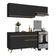 Armário Cozinha Modulada Compacta Com Balcão 3 Peças Veneza Multimóveis Mp3764 Preto/dourado
